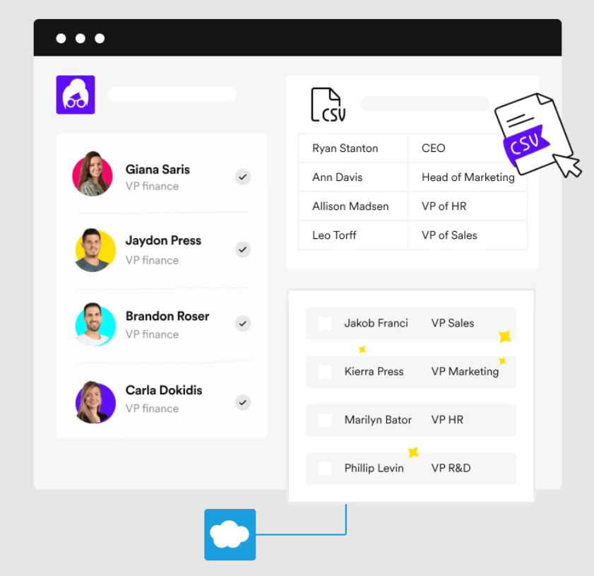 Lusha B2B contact data details for a VP of Finance role.
