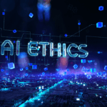 3D rendering of the word AI Ethics in a cyberspace environment.