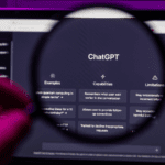 Chat GPT OpenAI through magnifying glass on screen.
