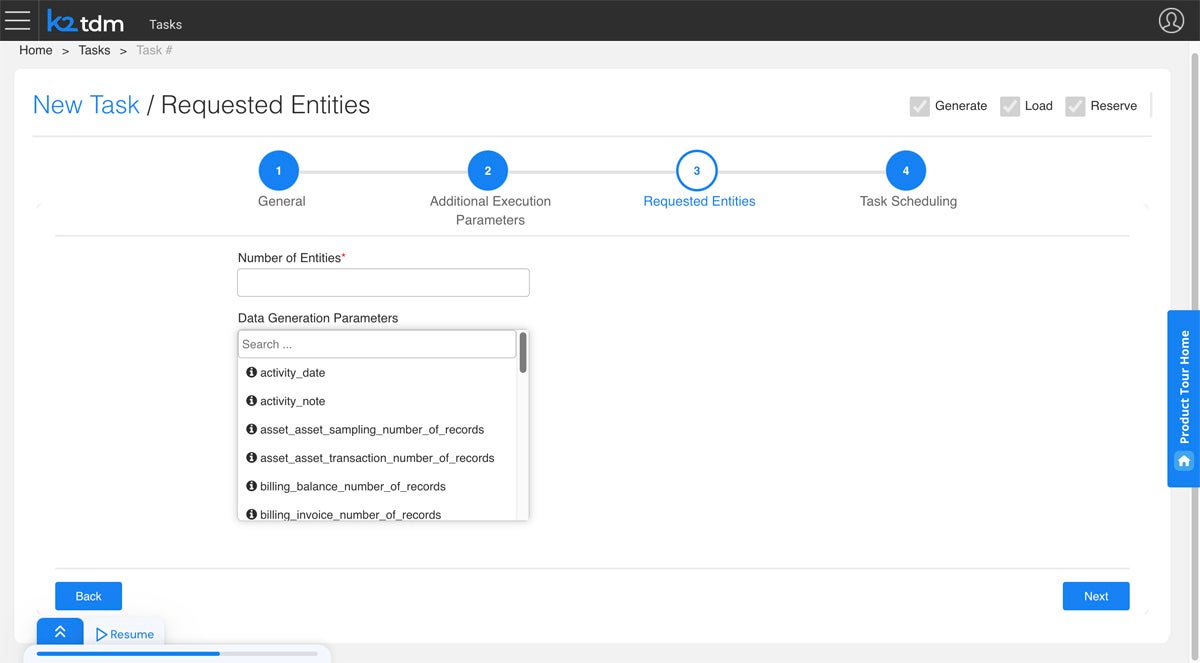 K2View new task creation view.