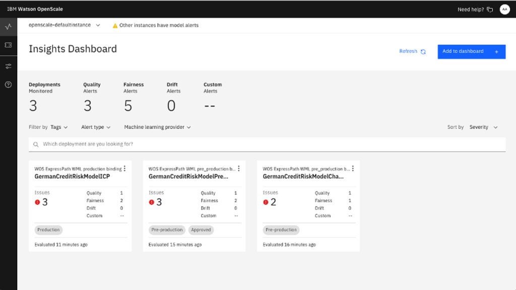 IBM's Watson OpenScale is an open platform that helps users govern AI and manage fairness, drift, and other quality issues.