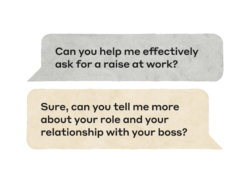 In this example, Anthropic’s Claude chatbot is used to help an employee with questions about their career.