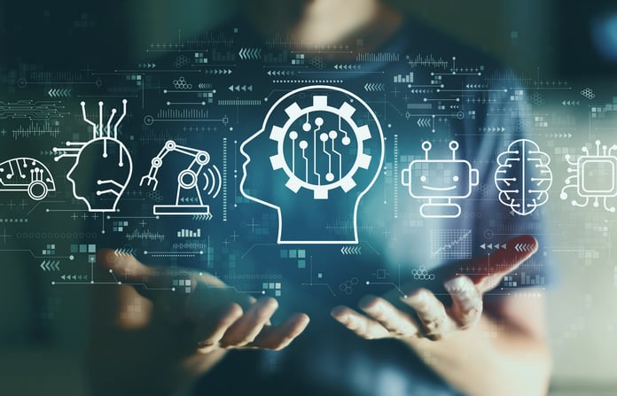 30 Top AI Certifications: Hotlist of 2024 Person holding various virtual AI-related icons.