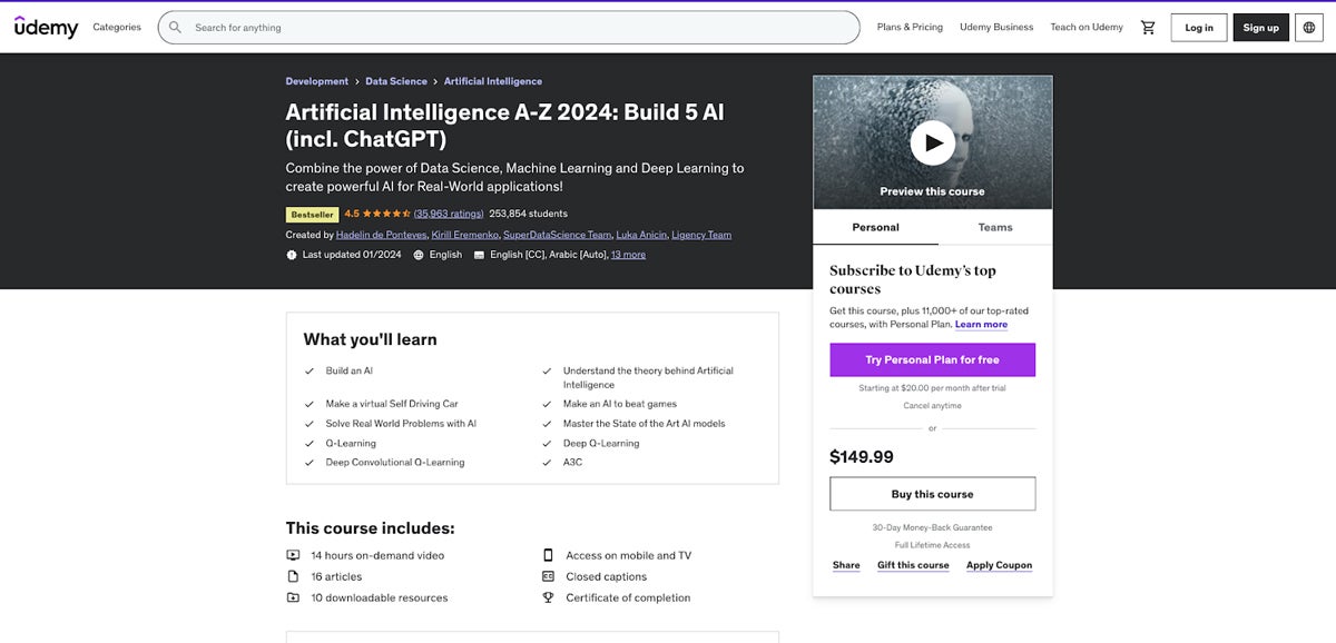 Artificial Intelligence A-Z 2024