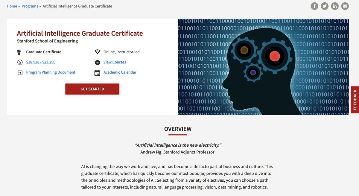 Artificial Intelligence Graduate Certificate