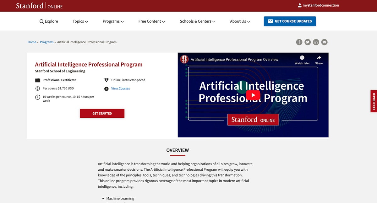Artificial Intelligence Professional Program