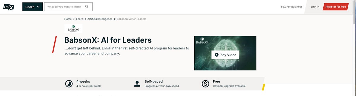 BabsonX: AI for Leaders