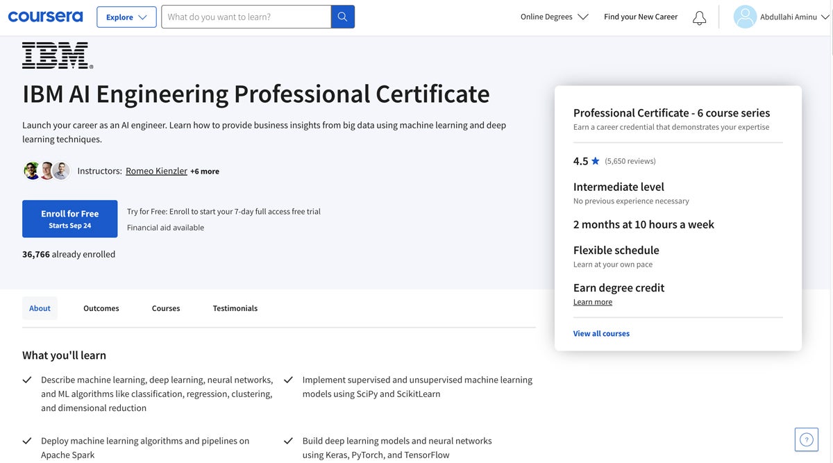 IBM AI Engineering Professional Certificate