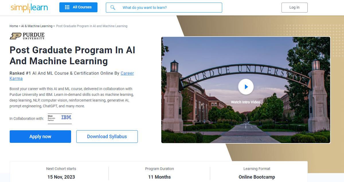 Post Graduate Program in AI and Machine Learning