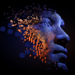 Abstract digital human face.