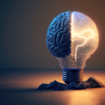 Creative idea with brain and light bulb illustration.