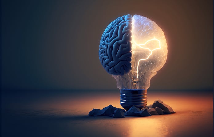 75 Top Generative AI Startups Innovating In 2024 Creative idea with brain and light bulb illustration.