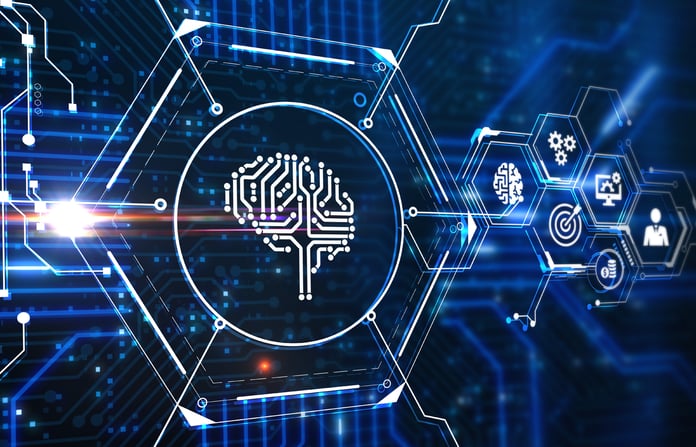 What is Retrieval Augmented Generation? How it Works & Use Cases Digital brain icon with AI related icons on a technological background.