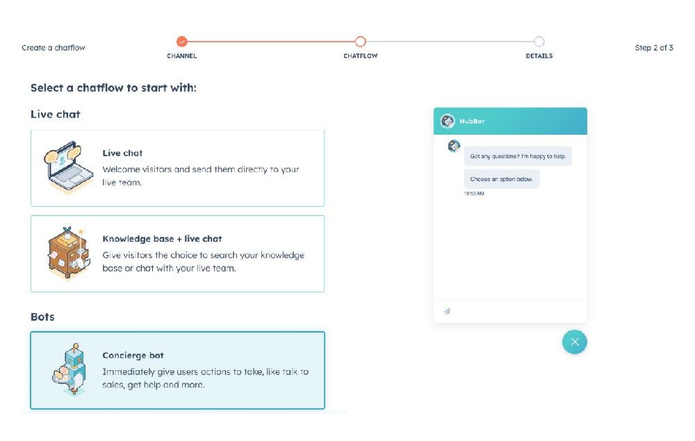 HubSpot is a great example of a CRM with several built-in AI features and capabilities. Users can even build custom AI chatbots directly within the platform to meet different audience needs and use cases.