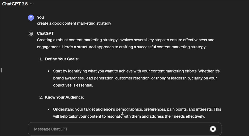 ChatGPT content marketing strategy.