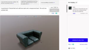 The 3DFY AI text-to-3D version of a sofa.