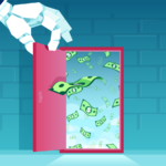 Vector of a robot hand opening a door of financial opportunities.