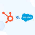 Versus graphic featuring the icons of HubSpot and Salesforce.