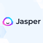 Review graphic featuring the logo of Jasper AI.