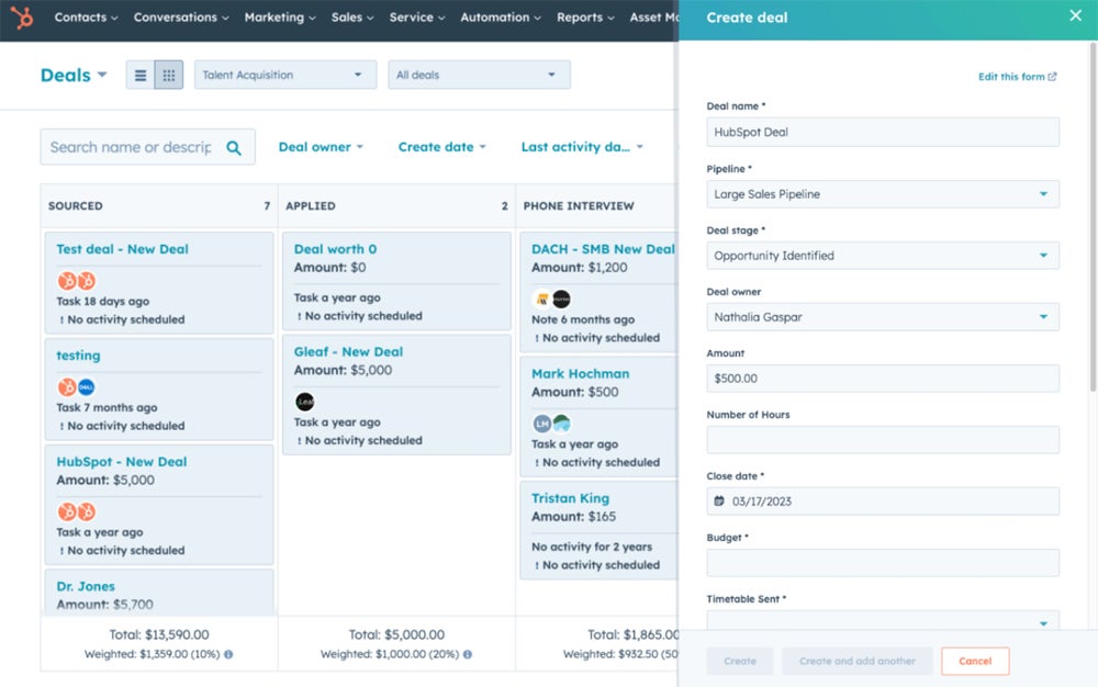 HubSpot pipeline management.