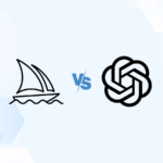 Versus graphic featuring the logos of Midjourney and OpenAI.