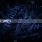 Search bar concept with prompt word for artificial intelligence illustration on the scattered text background.
