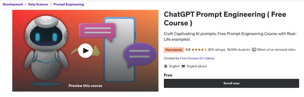 ChatGPT Prompt Engineering course title screenshot.