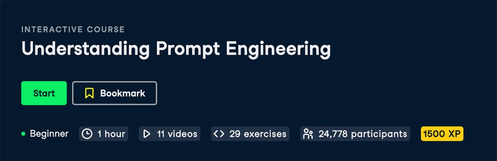 Understanding Prompt Engineering course title screenshot.