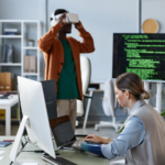 AI engineers working on an office.