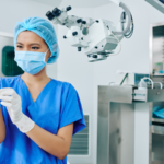 Opthalmic surgeon in clinic.