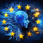 Humanoid robot with EU stars.