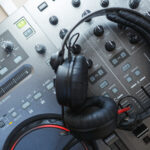 DJ mixer with headphones