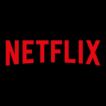 Netflix logo on black background.