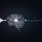 Digital illustration of machine learning and artificial intelligence concept.