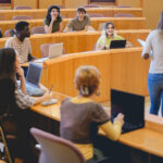 Students in a college clasroom.