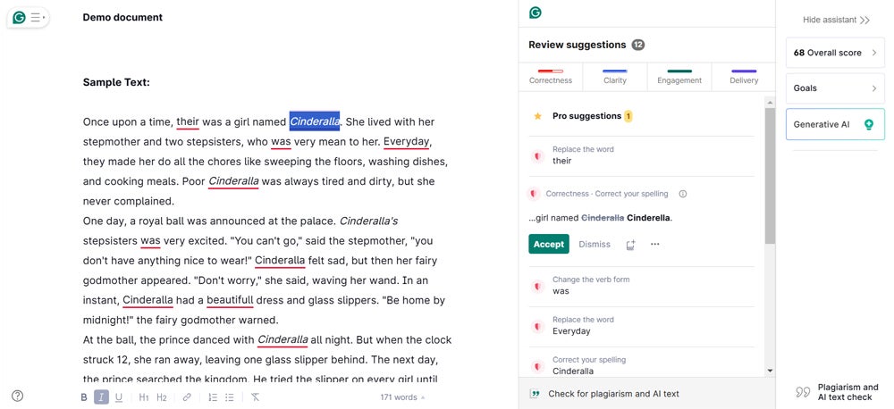 Grammarly screenshot.