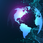 Digital globe on electronic circuit design.