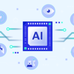 Flat vector illustration of AI in healthcare and medical field.