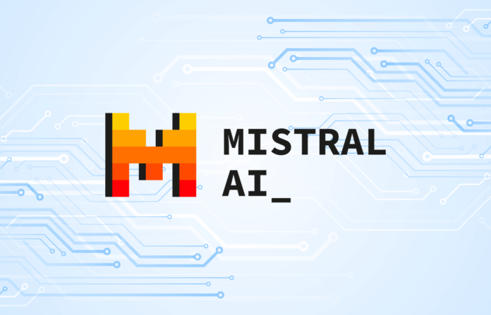 News graphic featuring the logo of Mistral AI.