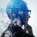 Concept illustration of AI, and business data.