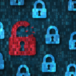 Hacked alert with red broken padlock icon.