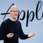 Tim Cook speaking on stage.