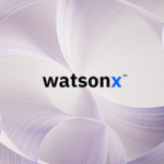 IBM watsonx logo on custom abstract background.