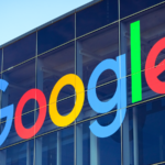 Google logo on the side of a building.