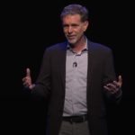 Screenshot of Reed Hasting's speech in Bowdoin YouTube video.