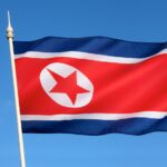 Stock photo of North Korea's flag.