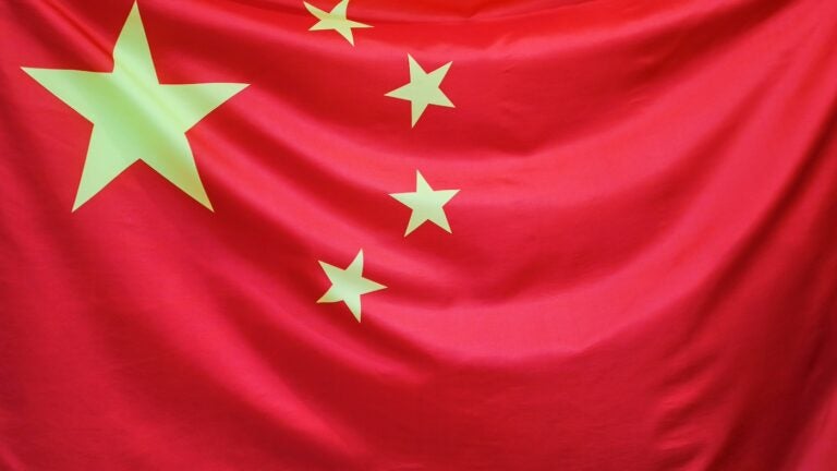 Stock photo of China's flag.