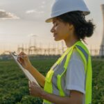 Stock photo of an engineer at a power plant.