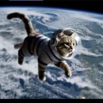 Screenshot of Google's Gemini Advanced Veo 2 AI video generator featuring a cat in space.