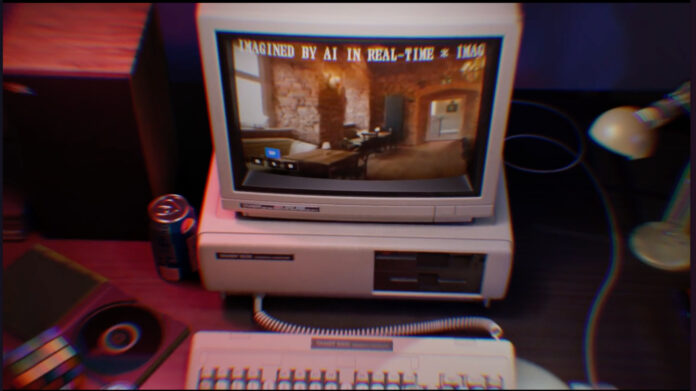 An old computer rendering an AI-generated video.